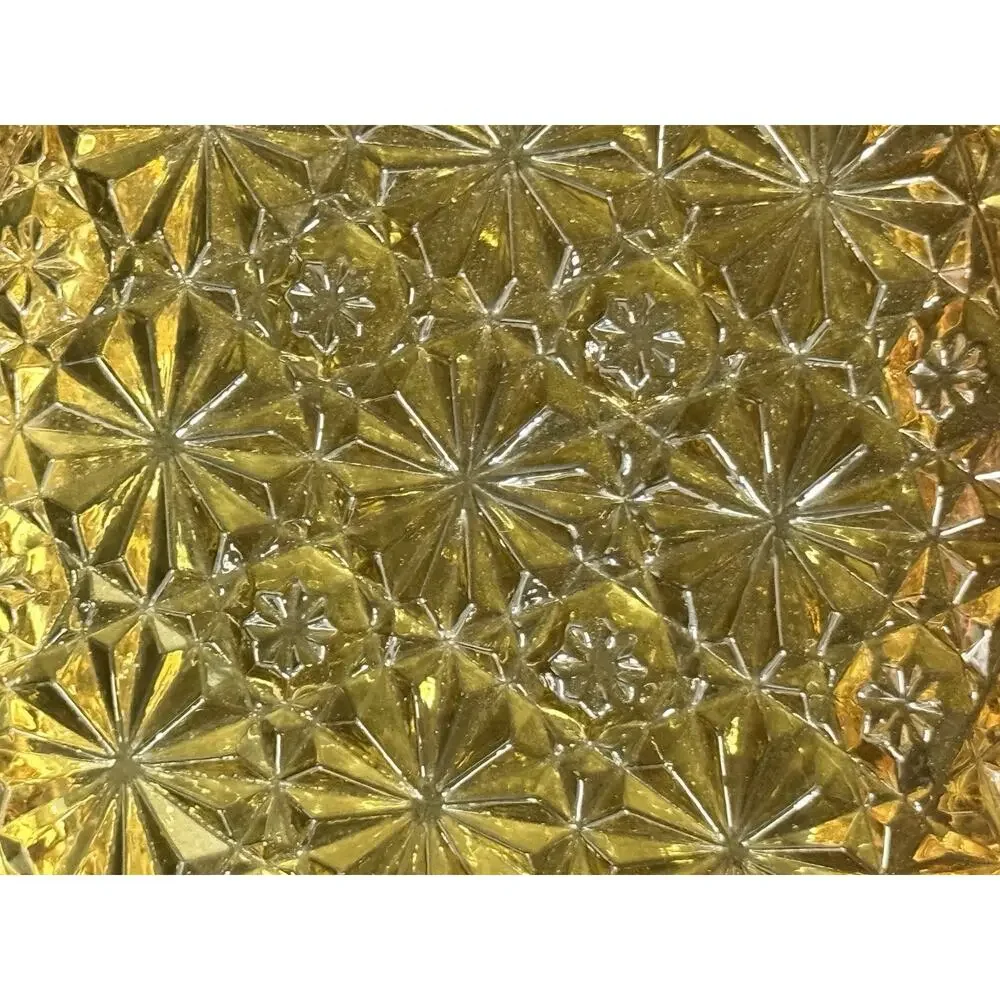 Vintage Amber Pressed Glass Oval Relish Dish Starburst Pattern